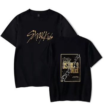 KPOP Stray Kids World Tour District 9 Unlock Fans Модная Женская/мужская футболка K-pop Straykids С альбомом, Концертными графическими футболками, Топы