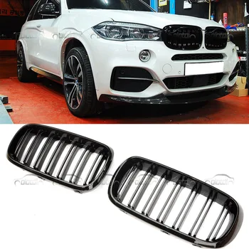 Черные карбоновые передние центральные решетки для почек, гоночные решетки для BMW F15 F16 X5 X6 F85 F86 2014-UP