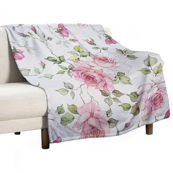 Потертое винтажное розово-белое покрывало с цветочным рисунком Одеяло для ребенка Винтажное одеяло Роскошное дизайнерское одеяло