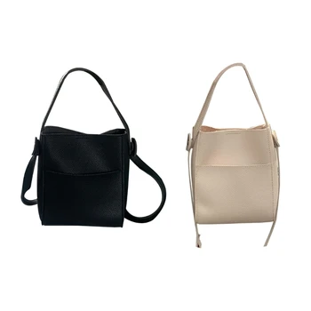 Модные сумки-ведра, кожаная сумка через плечо, сумка через плечо, подарок для женщин, повседневная сумка для путешествий для девочек, Абрикосовый / черный