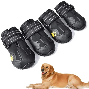 Обувь для собак, Ботинки для Собак Среднего Размера, Светоотражающие Водонепроницаемые Пинетки Для Собак, Защита Лап с Противоскользящей Подошвой для Прогулок, Пешего туризма