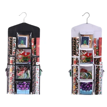 Подвесной двухсторонний органайзер для подарочной упаковки, сумка для хранения оберточной бумаги с множеством передних и задних карманов, сумки для организации мероприятий