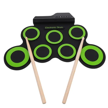 Портативная электронная ударная установка, тренировочный коврик для барабанов Midi-барабан с гнездовыми педалями, палочки для 10-часового воспроизведения барабанов musical Bateria