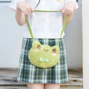 Милая зеленая сумка-лягушка, плюшевая кукольная сумка через плечо, повседневная женская сумка-мессенджер, украшение для телефона, кошелек для монет, сумки
