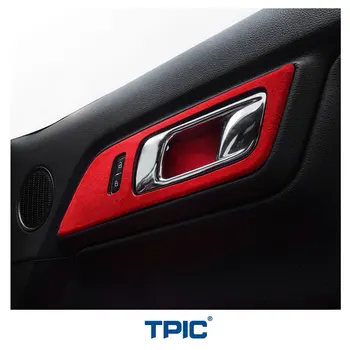 TPIC Алькантара для Ford Mustang 2015-2023 Внутренняя Дверная ручка Автомобиля Отделка панели Чехлы Наклейки 4шт Аксессуары для украшения