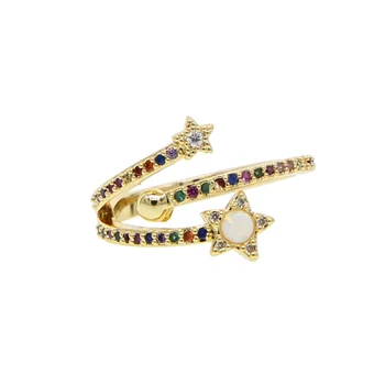 женское Высококачественное Кольцо с Радужным Кубическим Цирконом CZ Crystal Star для Женщин Золотого Цвета, белое кольцо с опалом, Ювелирные Изделия Bague