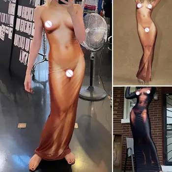 Облегающее Макси-Платье с Антиусадочным 3D Принтом Для тела, Клубная Одежда