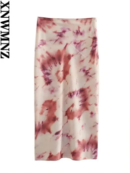 XNWMNZ Женская мода 2023, длинная юбка с галстуком, женская винтажная юбка с высокой талией и боковой молнией, повседневная Универсальная женская шикарная юбка