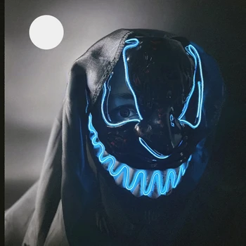 Страшная светящаяся маска для косплея на Хэллоуин, Маскарадная вечеринка на Хэллоуин, светодиодные маски для лица для детей, мужские и женские маски, светящиеся в темноте