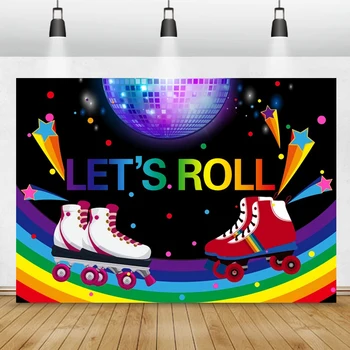 Laeacco Let's Roll Party Фотофон Блестящие Роликовые Коньки Свет Тема Выпускного Вечера Фон Для Фотосъемки День Рождения Фотостудия