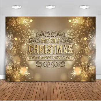 Счастливого Рождества И Счастливого Нового Года Золотой Светлый Фон Для Фотографий В Горошек Золотая Снежинка Боке Для Вечеринок