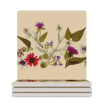 Оливия - винтажная фотография ботанического цветка, керамические подставки (квадратные), противоскользящие, забавные подставки для рождественского чая