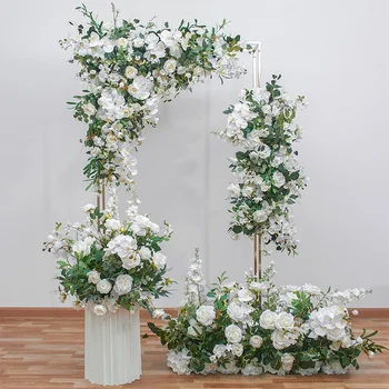 Белая роза, Орхидея, эвкалипт в корейском стиле, Свадебная цветочная композиция, бал, вечеринка, декор арки, Подвесные Угловые цветы