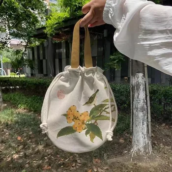 Ручная сумка из ткани Оксфорд в китайском стиле с забавным принтом, сумка для хранения, круглая сумочка