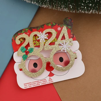 2024 Счастливого Нового года, Рождественские очки, Счастливого Рождества, рамки со снежинками для взрослых и детей, Забавный детский подарок, реквизит для фотосессии, украшение вечеринки