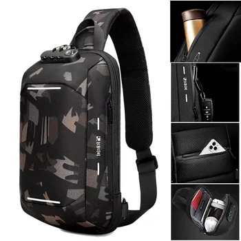 Мужской Оксфордский противоугонный замок, модный многофункциональный USB-портмоне для путешествий, спортивная сумка-мессенджер, нагрудная сумка для бега, домашняя сумка для бега