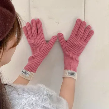 Женские осенне-зимние перчатки, Элегантные Теплые повседневные длинные винтажные перчатки с сенсорным экраном, вязаные уличные варежки 2023 Y2k Harajuku