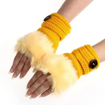 Теплые женские зимние перчатки H Rabbit без пальцев из искусственной кожи для девочек, Варежки, перчатки, Лыжные перчатки, Варежки, Мужские Зимние Аксессуары