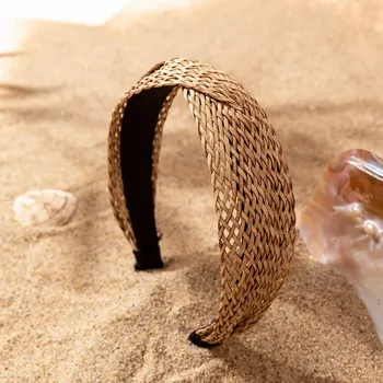 1 шт. Женская тканая широкая повязка на голову в пляжном стиле, подходящая для ежедневных путешествий, свиданий и отпуска