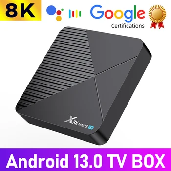 Новые сертификаты Google X88 Smart TV Box Android 13 Rockchip RK3528 Android TV Box 8K WIFI6 BT5.0 Телеприставка Медиаплеер