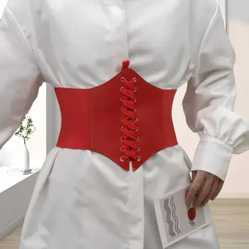 Шикарный корсет для рубашки, формирующий удобный широкий корсет, широкий пояс на шнуровке из искусственной кожи
