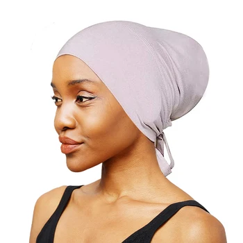 Женский головной убор из полиэстера, шапка-шарф, сплошной цвет, полностью закрывающий внутреннюю часть, мусульманский хиджаб, кепка, повязка, аксессуары для волос