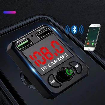 JINSERTA Bluetooth FM-передатчик С Большим экраном, Двойной USB 3.1A, Быстрая Зарядка, TF/U Диск, Автомобильный Mp3-плеер, Комплект Громкой Связи В автомобиле
