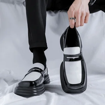 Мужские черные осенние Маленькие кожаные туфли, Новый модный тренд на платформе, Универсальная Японская Корейская повседневная деловая обувь, костюм, мужская обувь