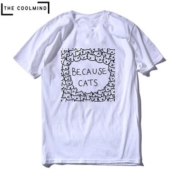 Мужская футболка из 100% хлопка с принтом Кота, Повседневная Свободная Хлопковая Мужская футболка с котом, футболка с круглым вырезом, Мужские Футболки с Котом, Топы C101A011 CA-A18