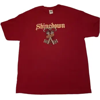 Рубашка группы Shinedown Us And Them Мужская XL Красная 2005 Альтернативный рок Save Me Keys
