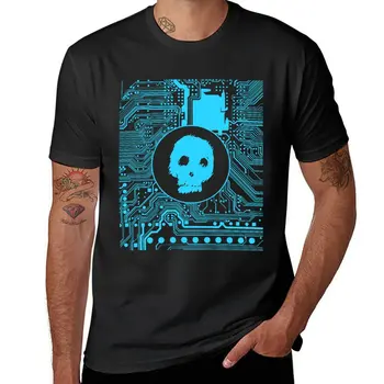 Новая синяя футболка с размытым черепом (Cybergoth), топы, графическая футболка на заказ, мужские графические футболки