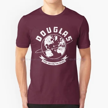 Футболка с Логотипом Douglas Aircraft из 100% хлопка, Футболка С Логотипом Компании Douglas Aircraft, Винтажная Эмблема First Around The World Ретро