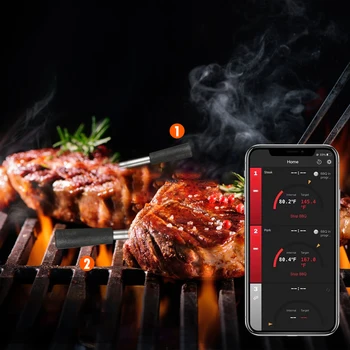 Беспроводной термометр для мяса, измеритель температуры стейка в духовке, гриле, барбекю, приложение для удаленного мониторинга Bluetooth-совместимых аксессуаров для барбекю