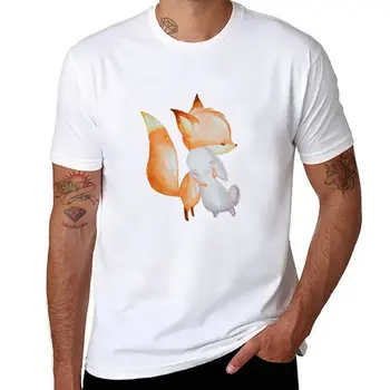 Новые милые Животные - Футболка с Лисой и Кроликом, футболки для любителей спорта с коротким рукавом, футболки для мужчин