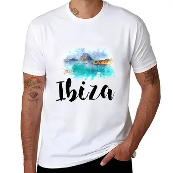 Новая акварельная футболка Ibiza, футболка с графическим рисунком, спортивная рубашка, футболки с тяжелым весом для мужчин