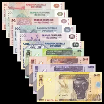Оригинальные 10шт Бумажных денег Конго 10-20000 Франков, Банкноты, предметы коллекционирования, совершенно Новые UNC
