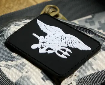Нашивка с логотипом Trident США, 3D ПВХ, тактическая армейская резиновая эмблема, аппликация, значок