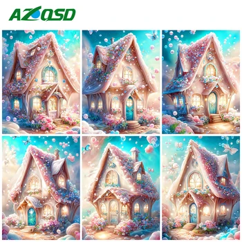 AZQSD Алмазная живопись Домашнее рукоделие Алмазная мозаика Пейзаж Картина из горного хрусталя Вышивка Цветы Подарок ручной работы