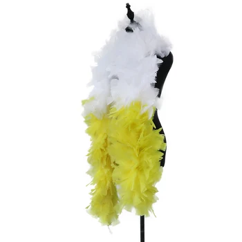 Двухцветный Шарф-боа из натурального большого Индюшиного пера, Аксессуар для шитья свадебной одежды, 200 грамм Пушистого Декоративного боа из перьев