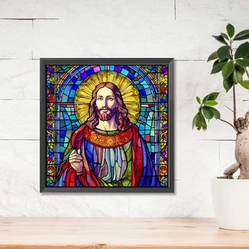 5D DIY Полная Круглая дрель Алмазная живопись Jesus Kit Home Decor Art Craft 40x40 см