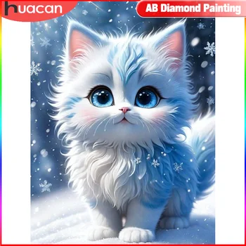 Наборы для вышивки крестом с алмазной росписью HUACAN Animal Cat 5D DIY Mosaic Winter Home Decorative Новые поступления