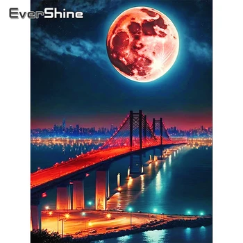 Evershine Алмазная картина Город Вышивка крестиком Алмазная вышивка Луна Картина из стразов Мозаичный пейзаж Подарок ручной работы