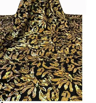Новые роскошные золотые бархатные кружевные ткани, новейшая одежда из нигерийского французского тюля, кружевных пайеток, высококачественных африканских кружевных тканей с пайетками.