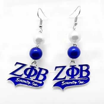 Синяя эмалевая металлическая серьга с буквой ZETA PHI BETA ZZZPHI для девушек женского общества