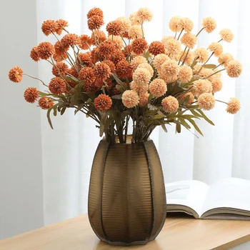 Имитация Одуванчика с 5 головками, Пучок Искусственных сухих цветов, Искусственный Цветочный шар, Букет хризантем, украшение домашнего стола
