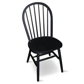 Виндзорский стул с прямой спинкой и простыми ножками, Виндзорские стулья, боковые стулья, черный, Черная отделка
