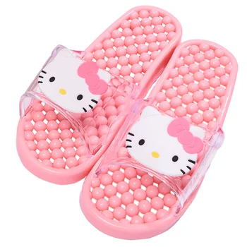 Тапочки для ванной Sanrio Hello Kitty для мальчиков и девочек, пластиковые полые массажные сандалии и тапочки, женские тапочки Melody.
