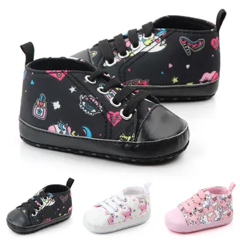 Милая детская обувь с мультяшным принтом, кроссовки для мальчиков и девочек, теплая нескользящая обувь для новорожденных с мягкой подошвой, первые ходунки для малышей
