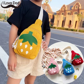 Милые детские сумки-мессенджеры с рисунком клубники для отдыха на открытом воздухе Детская сумка на плечо для мальчиков и девочек на молнии Wasit Pack