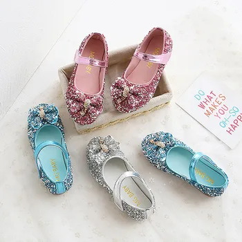 Обувь принцессы с блестками и стразами для девочек, модные детские туфли с кристаллами, Детские Сандалии с бабочкой и бантом для девочек, обувь принцессы Zapatos NiñA